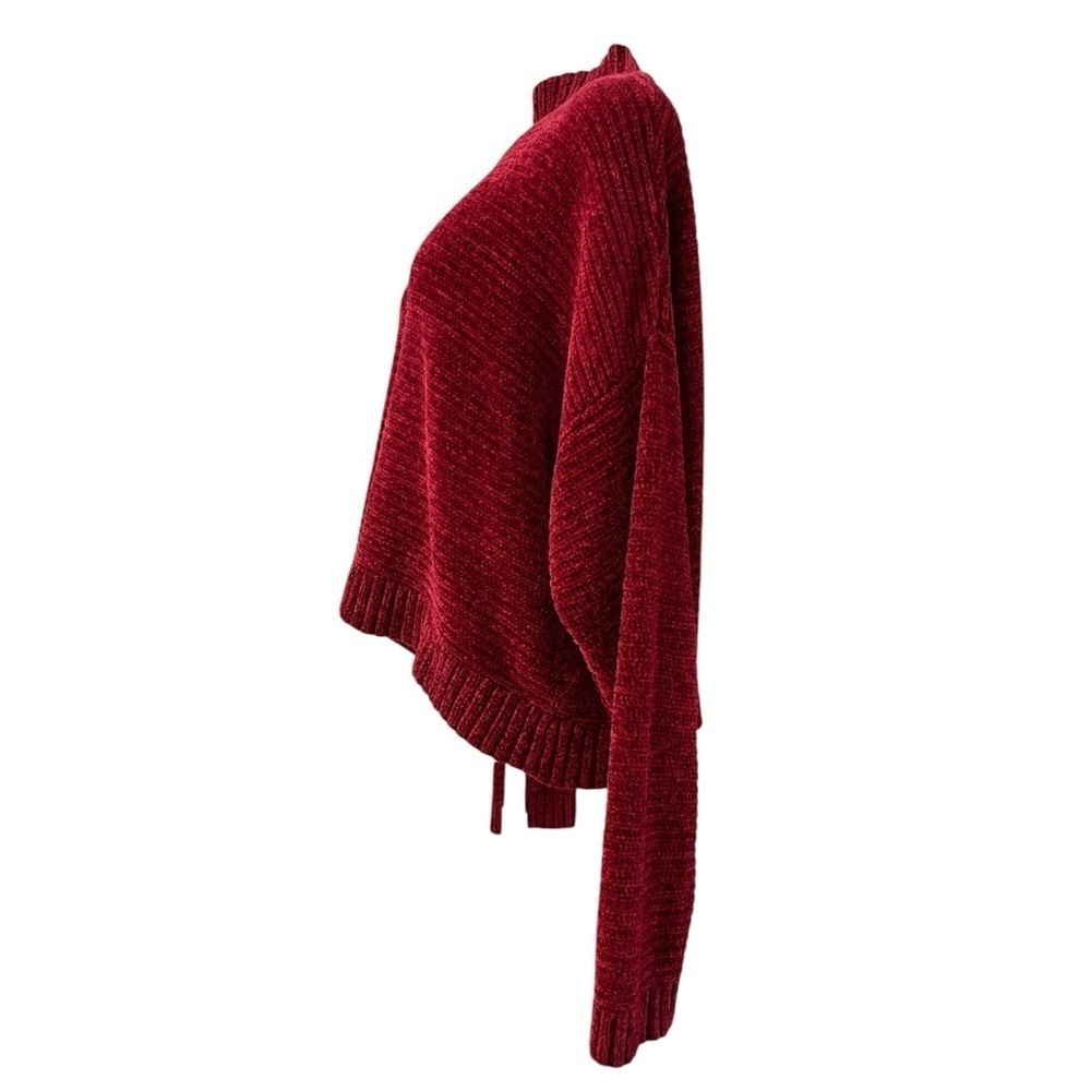 Forever 21 Chenille Maroon Mock Neck Crop Sweater - Size L - Picture 4 of 13